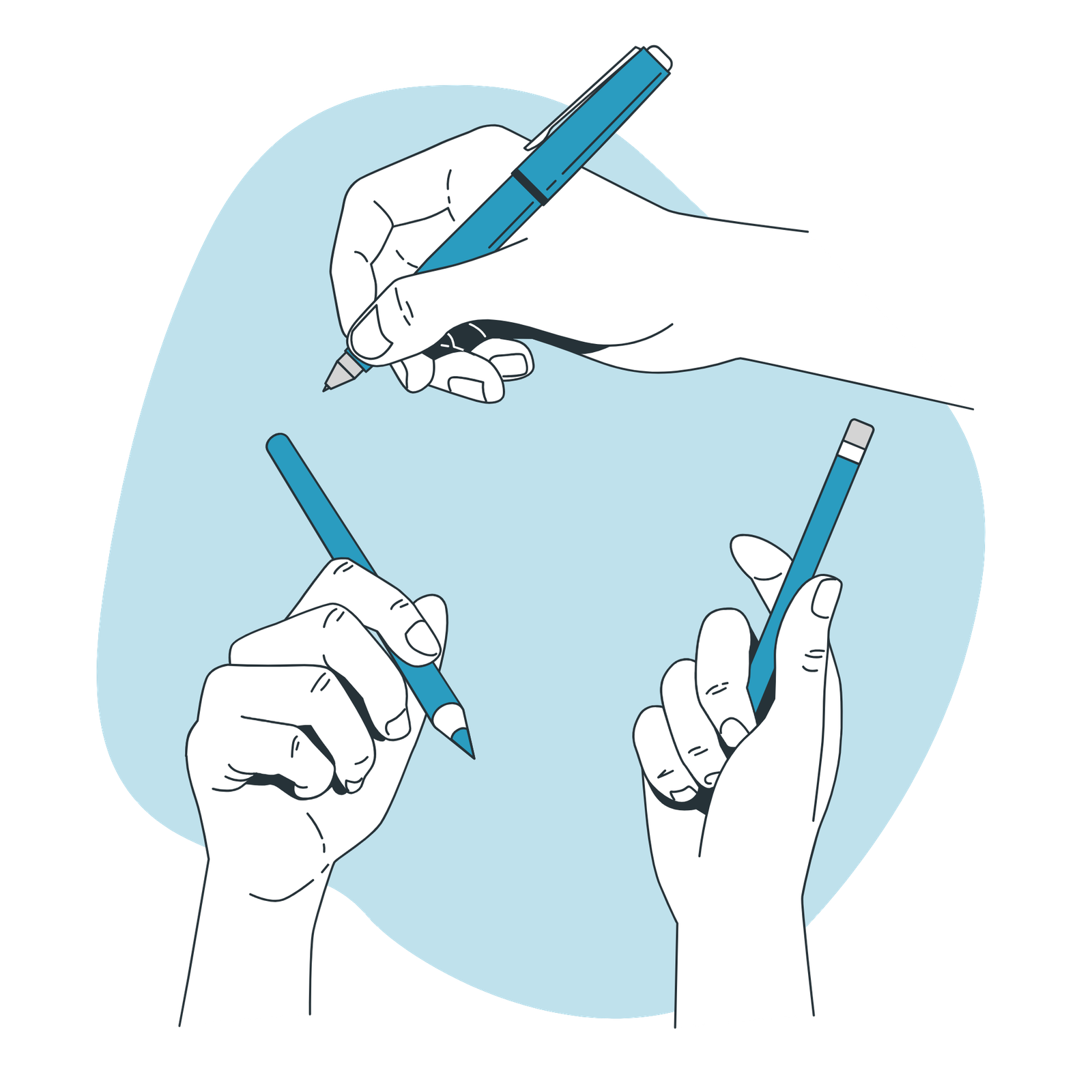 Hand holding pen-bro